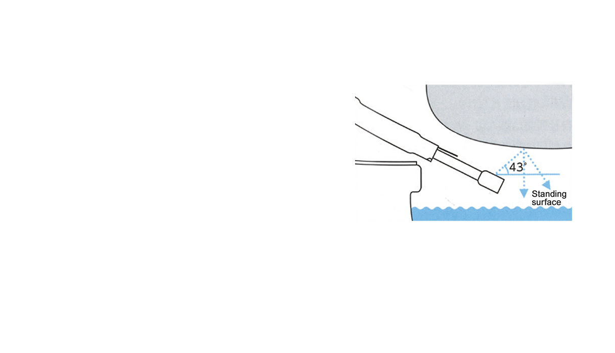 Angle to water shower to disperse from nozzle