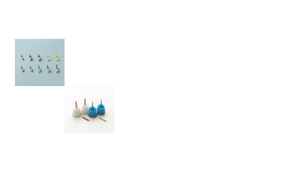 Receptacles (key part in highly precise positioning of optical semiconductors and optical fibers) Bonding capillaries (tool to connect IC chips and lead frames with metal wiring)
