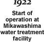 1922 Start of operation at Mikawashima water treatment facility