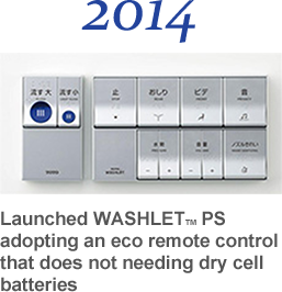 Launched Flush Tank Style Commercial Compact Toilet with new flush tank type flushing system Launched WASHLET TM PS adopting an eco remote control that does not needing dry cell batteries