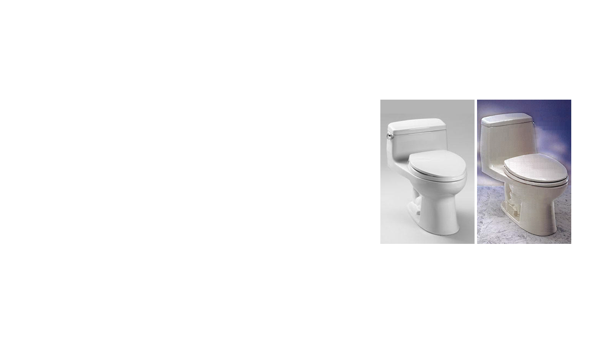 アメリカ向け６ℓワンピース便器 CST864（左）とCST854