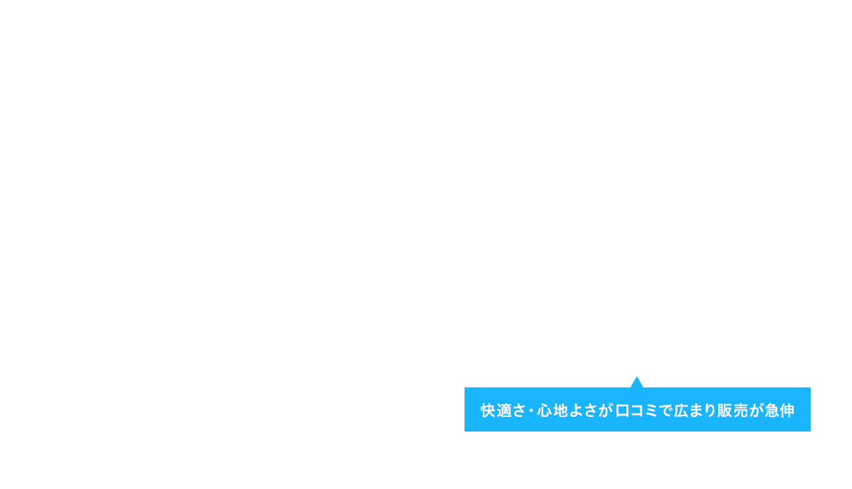 快適さ・心地よさが口コミで広まり販売が急伸