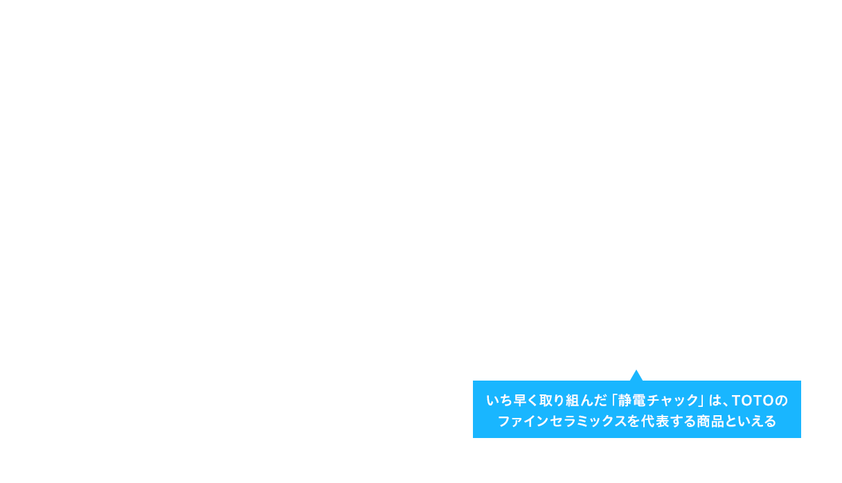 いち早く取り組んだ「静電チャック」は、TOTOのファインセラミックスを代表する商品といえる