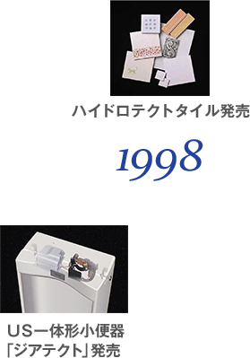 1998 ハイドロテクトタイル発売 ＵＳ一体形小便器「ジアテクト」発売