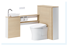 背面にキャビネット(タンク内蔵)