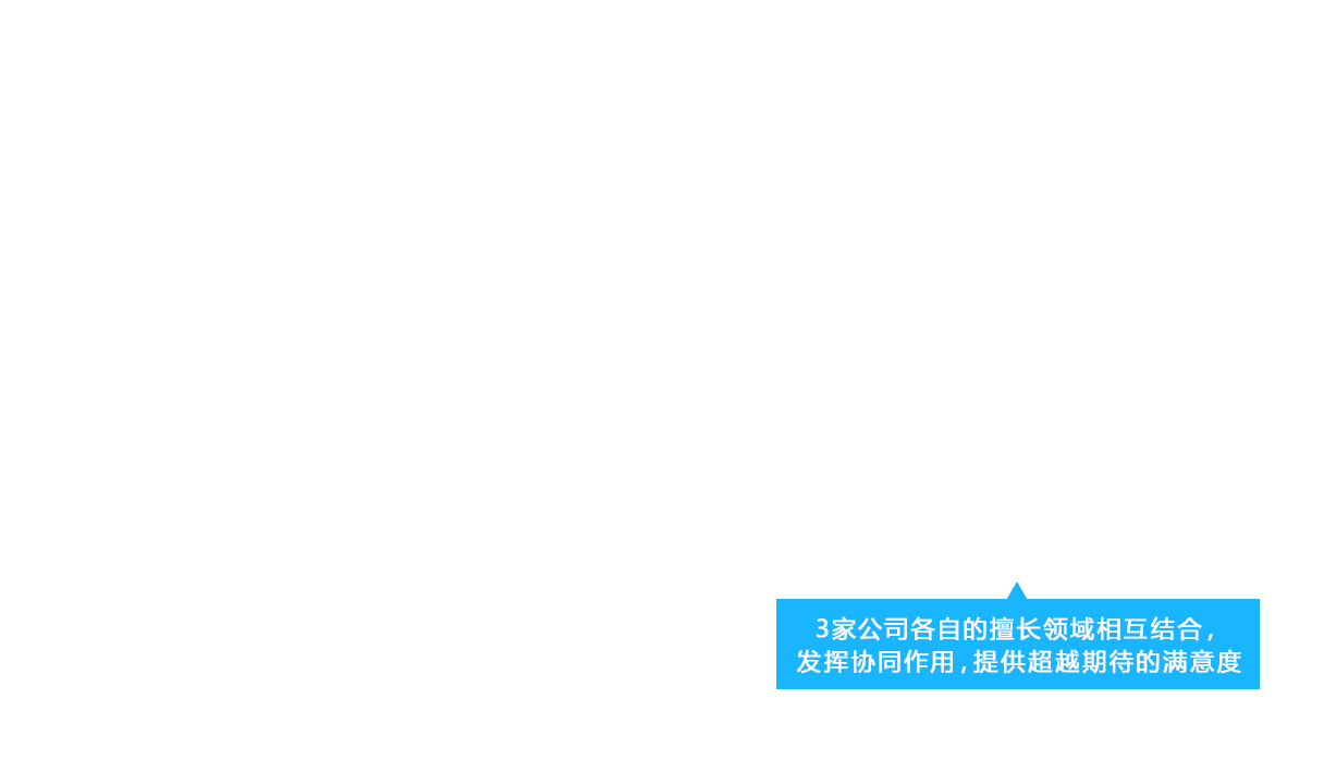 3家公司各自的擅长领域相互结合，发挥协同作用，提供超越期待的满意度