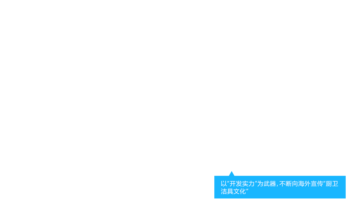 以“开发实力”为武器，不断向海外宣传“厨卫洁具文化”