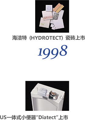 1998 海洁特（HYDROTECT）瓷砖上市 US一体式“自动感应小便器”上市