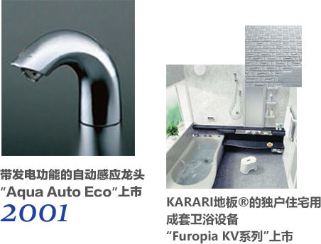 2001 带发电功能的自动感应龙头“Aqua Auto Eco”上市 KARARI地板®的独户住宅用成套卫浴设备 “Furopia KV系列”上市