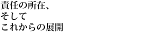 責任の所在、そしてこれからの展開